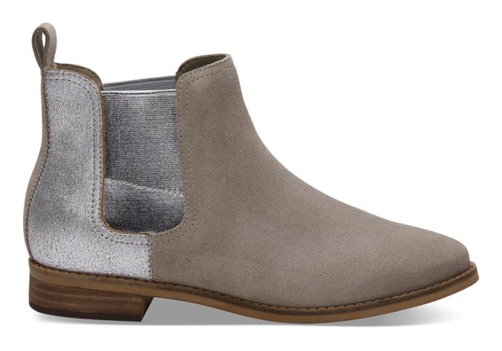 Toms Toms Desert Taupe Suede Metallic Women's Ella Booties - Size 5.5