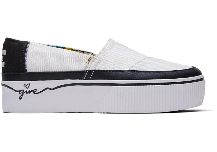 Toms Black And White Canvas Give Platform Women's Boardwalk Classics Venice Collection