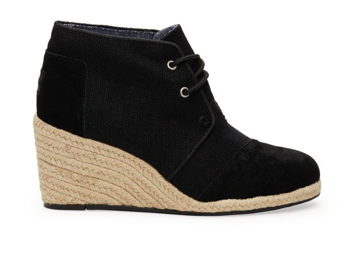 Toms Black Burlap Suede Women's Desert Wedges