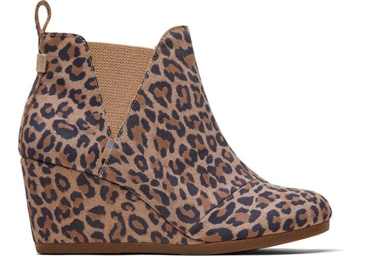 Toms Desert Tan Leopard Print Suede Women's Kelsey Booties
