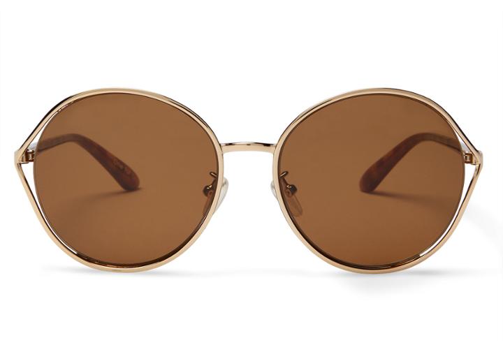 Toms Toms Blythe Shiny Gold Sunglasses With Solid Brown Lens