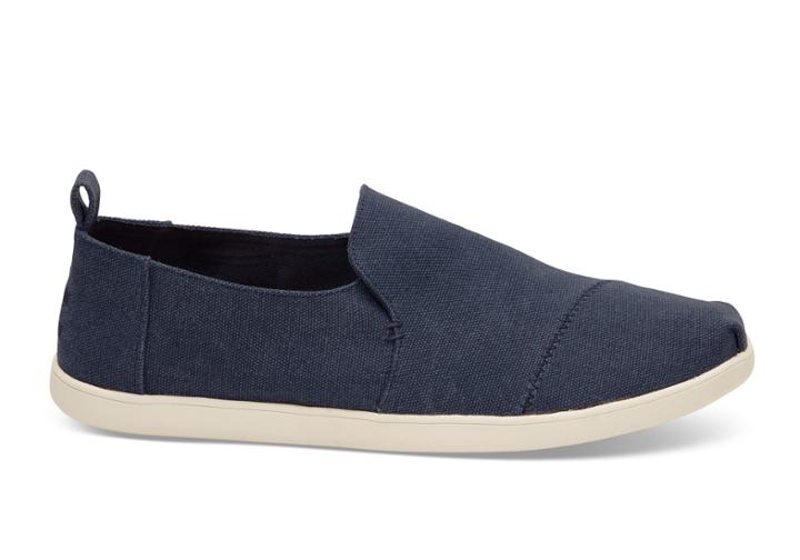 Toms Toms Navy Washed Canvas Men's Deconstructed Alpargatas Shoes - Size 9