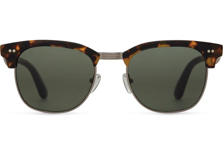 Toms Toms Gavin Matte Havana Tortoise Sunglasses With Green Grey Lens