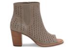 Toms Toms Desert Taupe Suede Perforated Leaf Women's Majorca Peep Toe Booties - Size 11