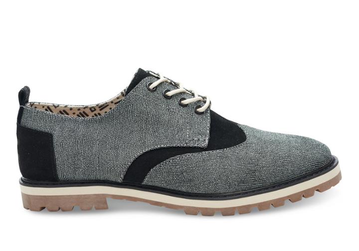 Toms Black White Caviar Leather Men's Brogue V