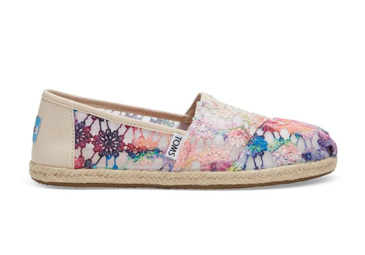 Toms Toms Tie Dye Crochet Women's Espadrilles Shoes - Size 8 In Multicolor