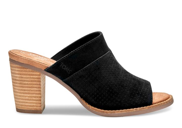 Toms Toms Black Suede Perforated Women's Majorca Mule Sandals - Size 11