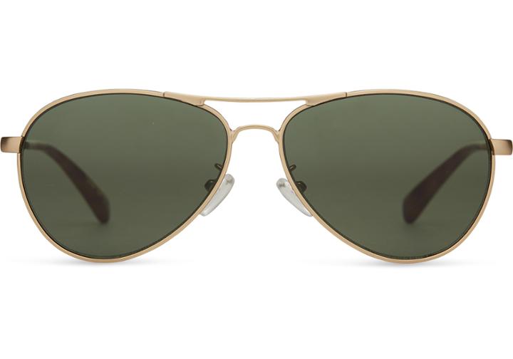 Toms Toms Kilgore Satin Gold Sunglasses With Green Grey Lens