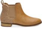 Toms Honey Leather Faux Shearling Women's Ella Booties