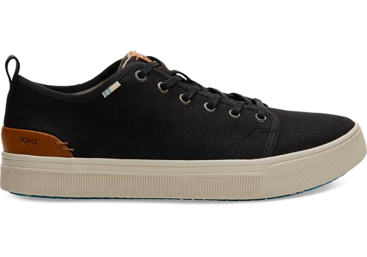 Toms Black Heritage Canvas Mens Trvl Lite Low Sneakers