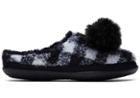 Toms Black Plaid Faux Fur With Tassels Women's Ivy Slippers