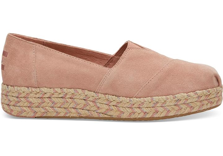 Toms Toms Bloom Suede Women's Platform Espadrilles Shoes - Size 10