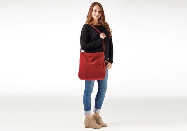 Toms Crimson Suede Bucket Tote