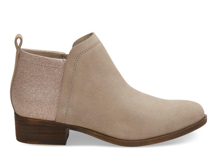 Toms Toms Oxford Tan Suede And Glimmer Women's Deia Booties - Size 7