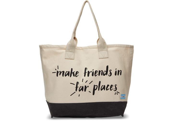 Toms Toms Natural Make Friends In Far Places All Day Tote Bag