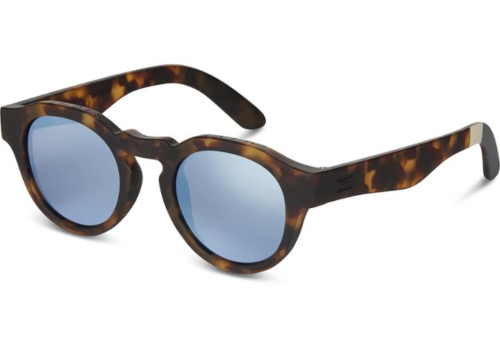 Toms Toms Bryton Matte Blonde Tortoise Sunglasses With Deep Blue Mirror Lens