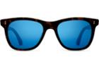Toms Toms Fitzpatrick Shiny Dark Tortoise Sunglasses With Indigo Blue Lens