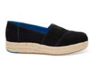 Toms Toms Black Suede Women's Platform Espadrilles Shoes - Size 11