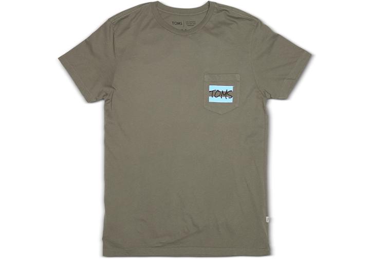 Toms Toms Handwritten Olive Short Sleeve Crew Pocket Tee