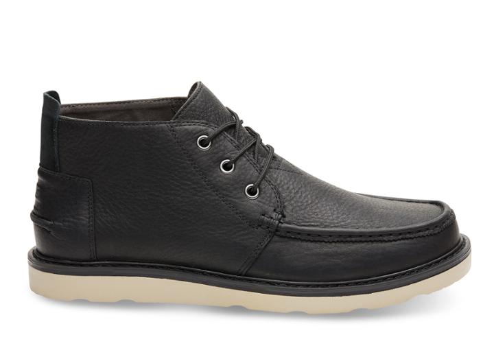 Toms Black Pull-up Leather Men's Chukka Boots