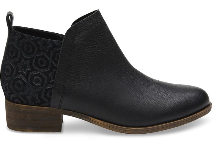 Toms Toms Black Leather Suede Women's Deia Booties - Size 5.5