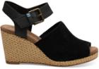 Toms Black Suede And Leather Women's Tropez Wedges