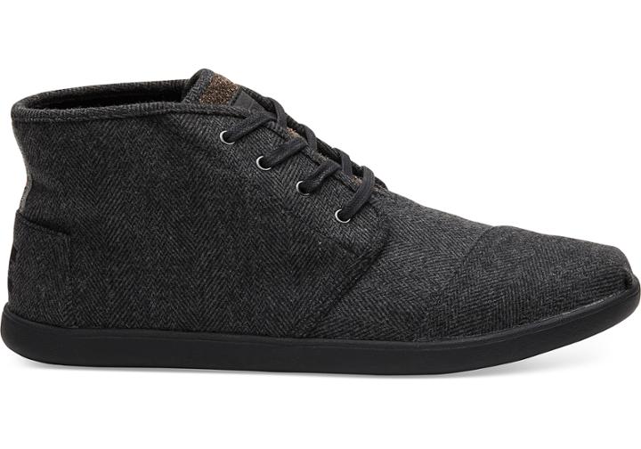 Toms Charcoal Herringbone Mens Botas