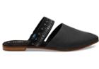 Toms Black Leather With Embroidered Strap Women's Jutti Mules