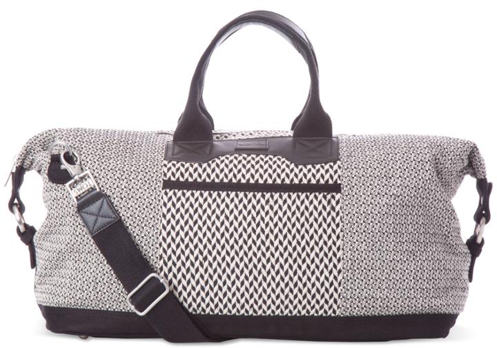 Toms Black And White Pattern Weave Traveler Weekender