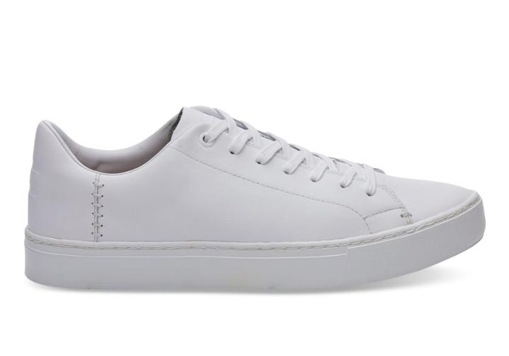 Toms Toms White Leather Men's Lenox Sneakers Shoes - Size 10