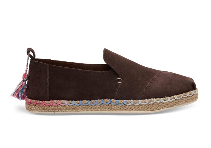 Toms Toms Ganache Suede With Tassel Women's Deconstructed Alpargatas Shoes - Size 5