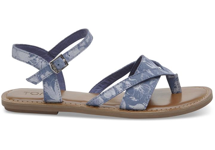 Toms Toms Blue Floral Suede Women's Lexie Sandals - Size 7.5