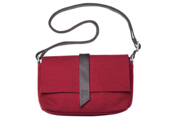 Toms Aubergine Heavy Felt Woven Ridge Crossbody Bag
