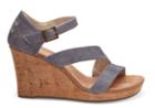 Toms Toms Slate Blue Washed Twill Women's Clarissa Wedges - Size 12