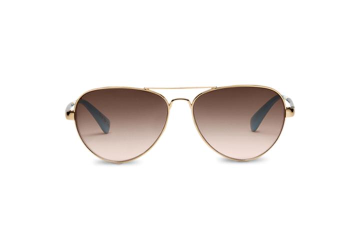 Toms Toms Maverick 201 Shiny Gold Whiskey Tortoise Sunglasses With Brown Gradient Lens