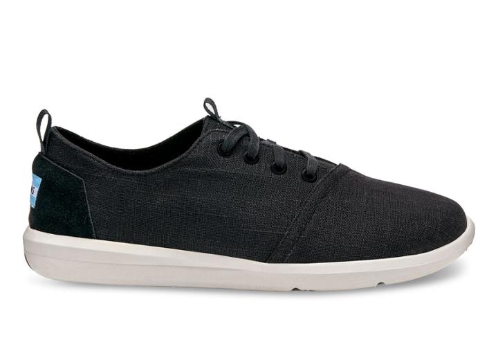 Toms Toms Black Linen Men's Del Rey Sneakers Shoes - Size 10