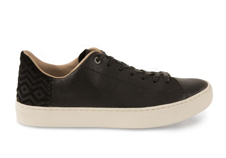 Toms Toms Black Leather Men's Lenox Sneakers Shoes - Size 7