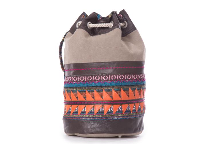 Toms Olive Multi Embellished Tribal Rebel Drawstring Bag