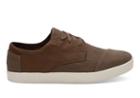 Toms Toms Brown Leather Canvas Men's Paseo Sneakers Shoes - Size 7