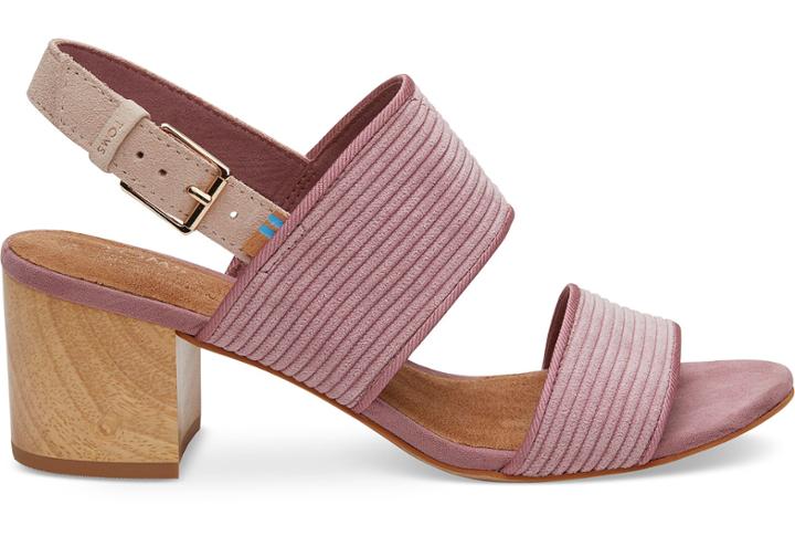 Toms Light Mauve Corduroy Women's Poppy Sandals