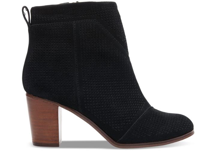 Toms Toms Black Suede Perforated Women's Lunata Booties - Size 5