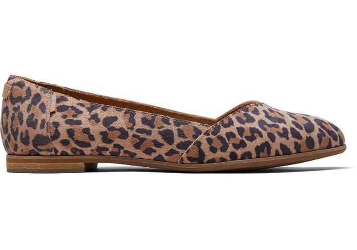 Toms Desert Tan Leopard Print Suede Women's Julie Flats