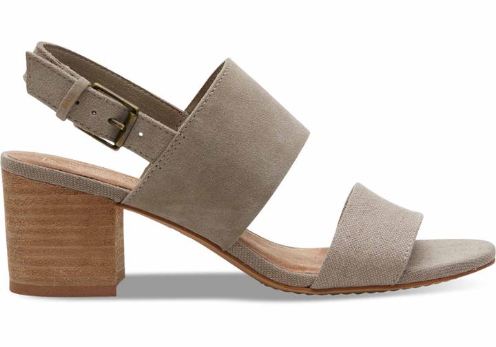 Toms Toms Desert Taupe Suede And Hemp Women's Poppy Sandals - Size 8.5