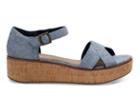 Toms Toms Blue Slub Chambray Women's Harper Wedges - Size 9.5