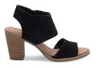 Toms Black Suede Women's Majorca Cutout Sandals