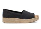 Toms Toms Black Washed Women's Open Toe Platform Espadrilles Shoes - Size 9