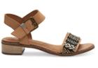 Toms Honey Leather Geometric Woven Women's Camilia Sandals