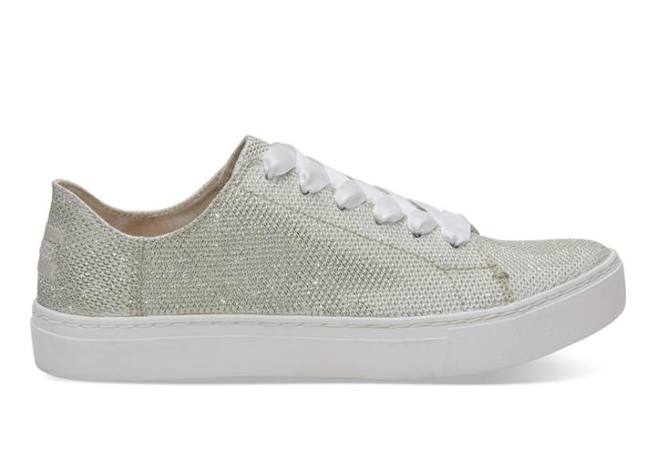 Toms Toms Ivory Glitter Mesh Women's Lenox Sneakers Shoes - Size 6.5