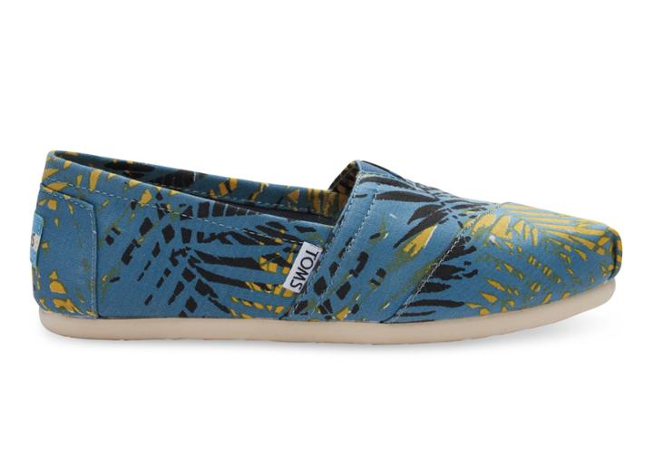 Toms Aegean Blue Canvas Palms Women's Classics