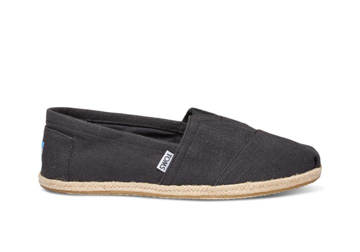 Toms Washed Black Linen Rope Sole Men's Classics